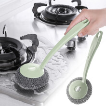 Brosse à récurer de cuisine en acier inoxydable et laine, 25 cm