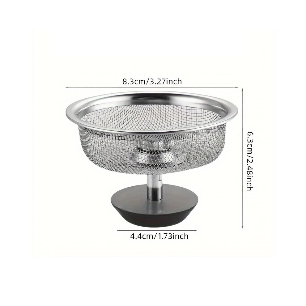 (Sink Filter) Kitchen Sink Strainers With Handle Stopper Sink Drain Basket Stainless Steel Mesh Filter Waste Hole Trap Strainer 9425574204035