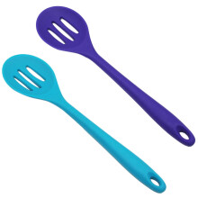 Lot de 2 cuillères à fentes en silicone, ustensiles de cuisine multifonctionnels, couleurs aléatoires