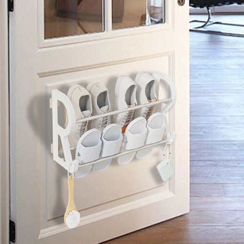 Metal freestanding shoe rack white 3-tier