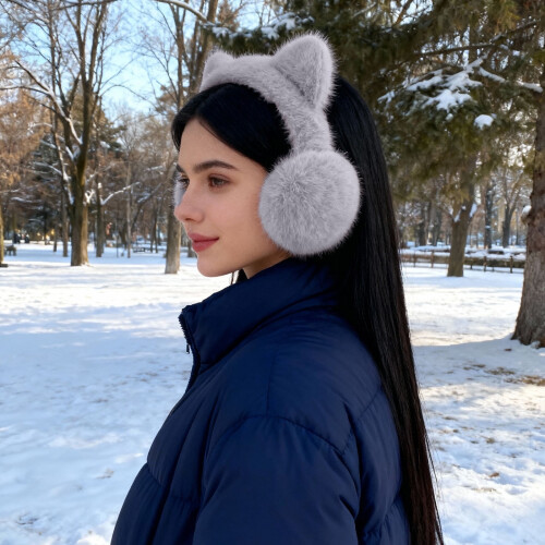 Earmuff For Adorable Cat Ear Ear Covers Solid Color Cozy Headband Commute Windproof Ear 2