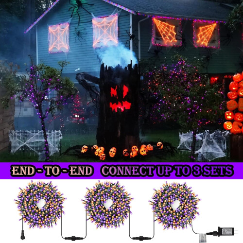 YANTON Halloween String Lights 300LED 105FT Purple 2
