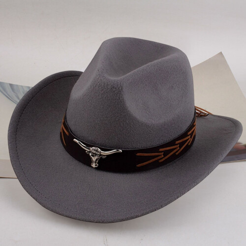 Καπέλο Western Cowboy με έθνικ στυλ από μάλλινο μεσαίο γείσο, καπέλο για κοστούμια 1