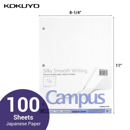5x5 Grid Paper 8.25"x11", 100 Sheets, Smooth Non-Bleed for Math, Engineering, Art – White 2