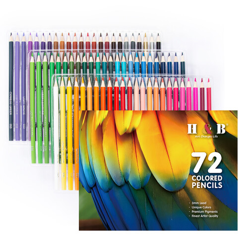 72 Colored Pencils Set, Pre-Sharpened, 3mm Core, Storage Case 1