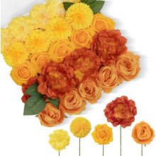 Kombinationsset med konstgjorda blommor i toning och stjälkar för gör-det-själv-bröllopsbuketter, bordsdekorationer, babyshower och heminredning