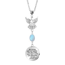Inspirierende Schmetterlings-Halskette mit eingraviertem Motivationszitat, Opalperle, Edelstahlkette – ein einzigartiges Geschenk für Frauen