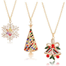 Kersthangerketting voor dames met kristallen sneeuwboom