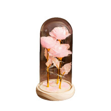 Unvergängliche Rosen in einer Glaskuppel mit Beleuchtung – Rosa Geschenk für Mama, Oma, Ehefrau, Freundin – Weihnachten, Valentinstag,