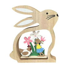 Oster-Tischdekoration aus Holz mit Blumenhasenmotiv – Etagere im Landhausstil mit Blumen, passend für Frühlingspartys und Zuhause (18 cm)