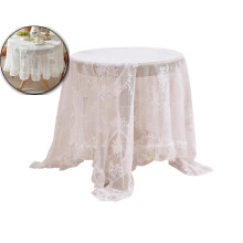 Lace Round Tablecloth for Round Tables 35 Inch Floral Embroidered Farmhouse Hollow Out Decorative Table Cloth Rustic Table Cover for Kitchen Dining