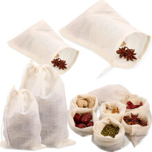 24 sachets en mousseline de soie réutilisables vides pour épices, thé et soupe (3 x 4 pouces, 4 x 6 pouces)