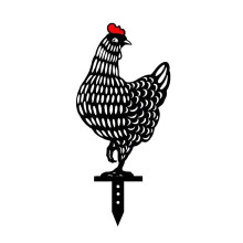 Silhouette de poulet en métal, décoration de jardin, piquet pour pelouse, allée ou aménagement paysager, 25 cm