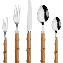 20-Pc Deep Green Stainless Steel Flatware Set with Color Handles, Retro Style, Dishwasher Safe, Compatible with Fiestaware