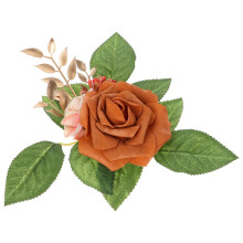 Roses artificielles orange brûlé en polyuréthane pour décoration d'automne, mariages, événements, décoration de gâteaux, décoration
