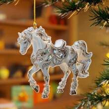 Pendentif lumineux pour sapin de Noël avec un bouledogue français espiègle portant un bonnet de Père Noël – Décoration amusante pour les