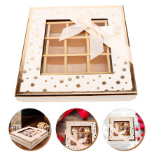 Boîte cadeau carrée beige (1 paquet) pour emballage de chocolats et accessoire de fête, 20,6 x 20,6 x 4 cm