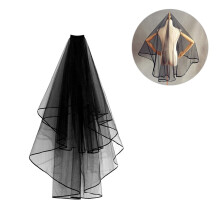 Véu de noiva preto em tule, acessório para casamento, pacote com 1 unidade.