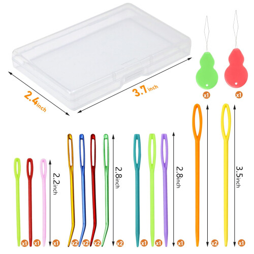 Set de ace de cusut din plastic, îndoite, pentru cusut tapiserie, 19 buc. 1