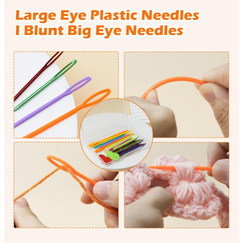 Set de ace de cusut din plastic, îndoite, pentru cusut tapiserie, 19 buc. 2