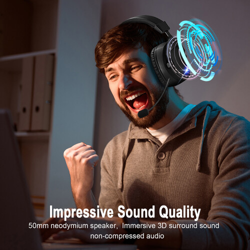 Wireless Gaming Headset 36H Battery 50mm Drivers Black/White