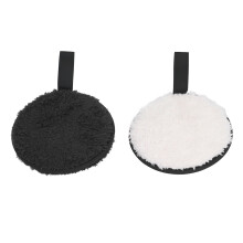 2 pezzi Puff Struccanti Riutilizzabili, Fibre Vegetali Morbide, Nero e Bianco