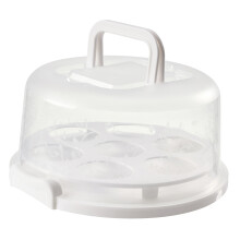 Portable 7-Slot Cake Carrier PP Round Keeper with Transparent Lid 26x13.5cm
