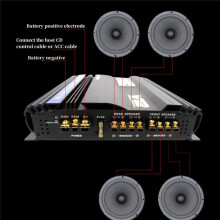 12V 3800W Auto-Audioversterker, Krachtige Dubbele Basuitgang, 4-Kanaals Audioluidspreker, Subwooferversterker
