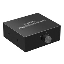 4-Way Stereo L/R Sound Channel Bi-Directional Audio Switcher, 1 in 4 Out /4 in 1 Out, Audio Splitter for Speaker