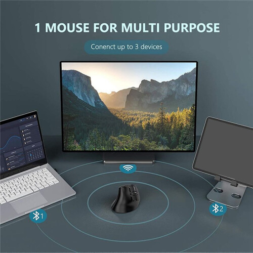 Vertical Wireless Mouse Rechargeable USB Wireless Mouse Ergonomics Mouse for PC Tablet Laptop Notebok-A 2