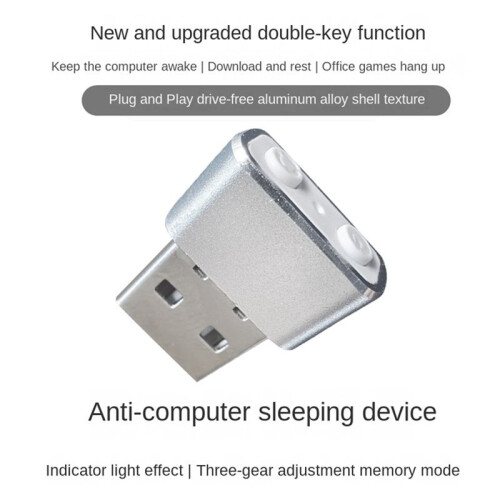 Mouse Jiggler USB Mouse Mover with  Button Anti Computer Hibernation Mobile Cursor Three Track Modes 2