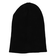 Black Warm Cuffed Beanie for Women, Magnetic Opening Ponytail Cap