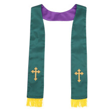 Satin Pastor Shawl with Tassels Reversible for Church Ceremony