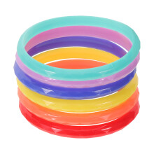 6Pcs Rainbow Resin Children Bangles Set Stackable Cute Bracelets