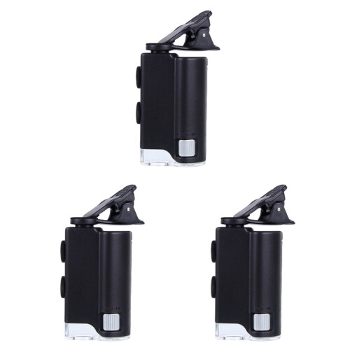3Pièces Microscope Clip-on Noir Agrandisseur Téléphone Mobile 1