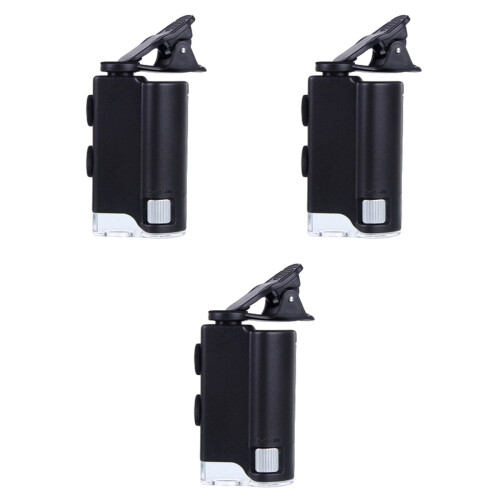 3Pièces Microscope Clip-on Noir Agrandisseur Téléphone Mobile 2