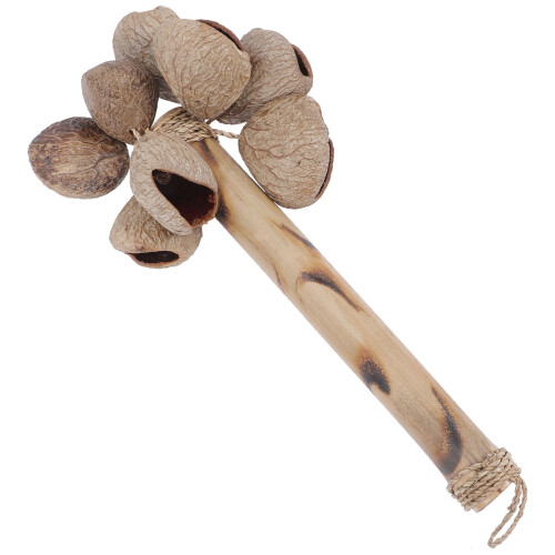 3Pcs Coconut Shell Bamboo Handle Beige Hand Percussion 1