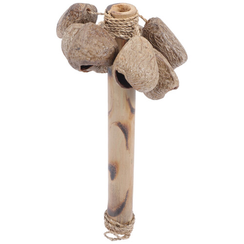 2Pcs Coconut Shell with Bamboo Handle Beige Hand Percussion 2