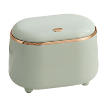 Mini Green Plastic Trash Can with Press Lid, Oval, 280g