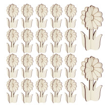 30Stk Holzblumen Bastelsets Khaki Frühling Malset Kinder