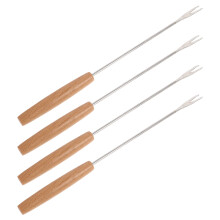 4Pcs Food Grabber Pickle Forks with Wood Handle for Pickle Jar Use