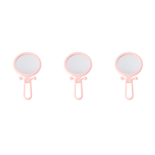 3Pcs Mini Mirror Pink Round Folding Compact Makeup Mirror for Women 2