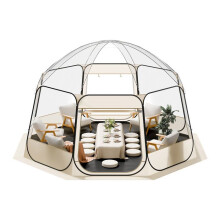 Tente Bulle Pop-up-Duoku-4,58 x 4,32 m-DĂ´me Transparent de Jardin pour 12-15 Personnes