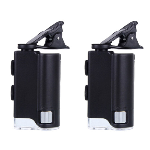 2Pièces Microscope Mobile Noir Clip Durable Loupe 60-100X Pour Phone 1