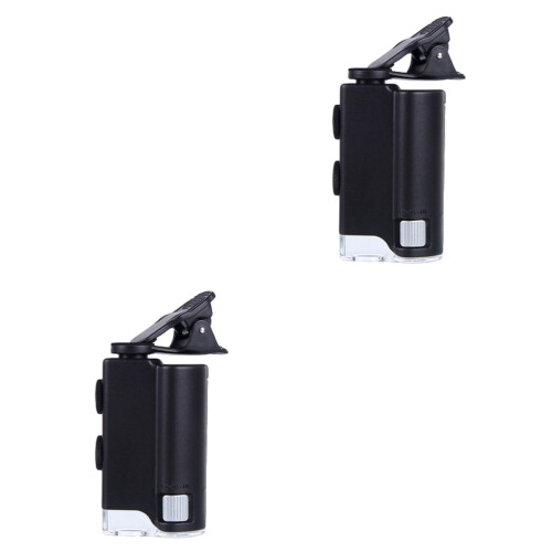2Pièces Microscope Mobile Noir Clip Durable Loupe 60-100X Pour Phone 2