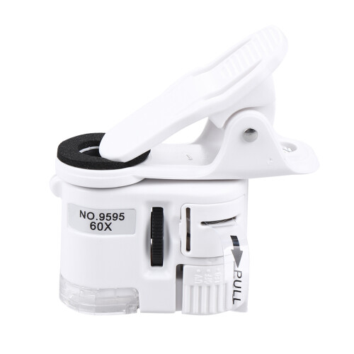 2Pièces Microscope Clip Portable 2-En-1 Pour Téléphone Avec LED