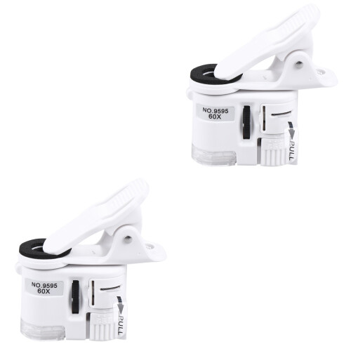 2Pièces Microscope Clip Portable 2-En-1 Pour Téléphone Avec LED 2