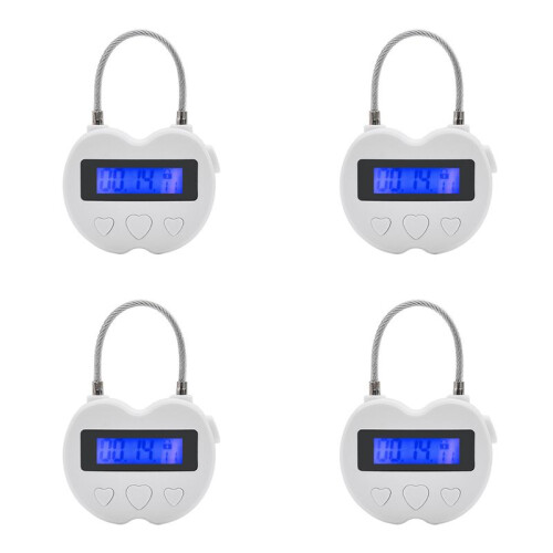 4X   Lock LCD Display  Lock Multifunction Electronic Timer, USB Rechargeable Temporary Timer Padlock