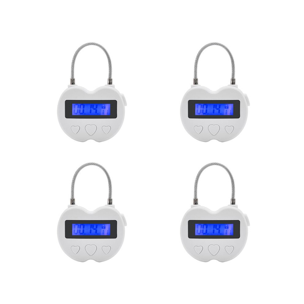 4X Lock Lcd Display Lock Multifunction Electronic Timer, Usb Rechargeable Temporary Timer Padlock 6034088803271