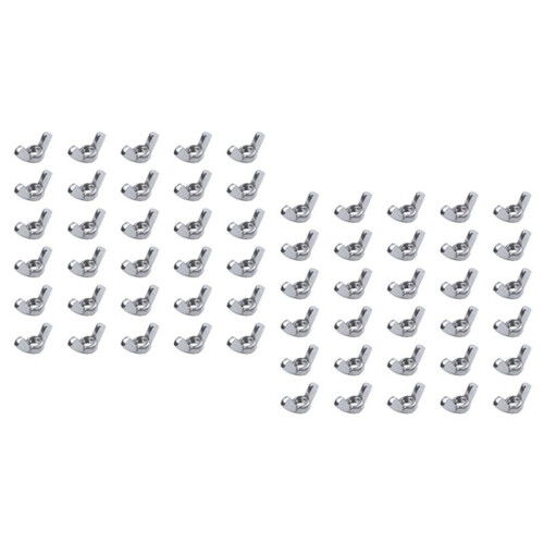 M6 Thread Dia Stainless Steel Wing Nut Butterfly Wing Nuts 60 Pcs